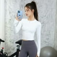 thumbnail image 2 of Top de Yoga de manga larga con media cremallera, ropa deportiva de secado rápido, Top transpirable cálido de alta elasticidad para Fitness, otoño e invierno, 2 of 4