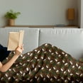 thumbnail image 3 of Chocolate Brown Soft Flannel Fleece Throw Blanket, Tropical Themed Pattern of Halved Coconuts and Dots, Cozy Plush for Indoor and Outdoor Use, 50" x 60", Chocolate Umber, by Ambesonne, 3 of 5