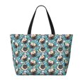 thumbnail image 2 of Disketp PUG HEAD And Flower Bolsa de Playa de Gran Capacidad, Bolso Impermeable y a Prueba de Arena para Mujer, Ideal para Playa, Piscina y Natación, 2 of 7