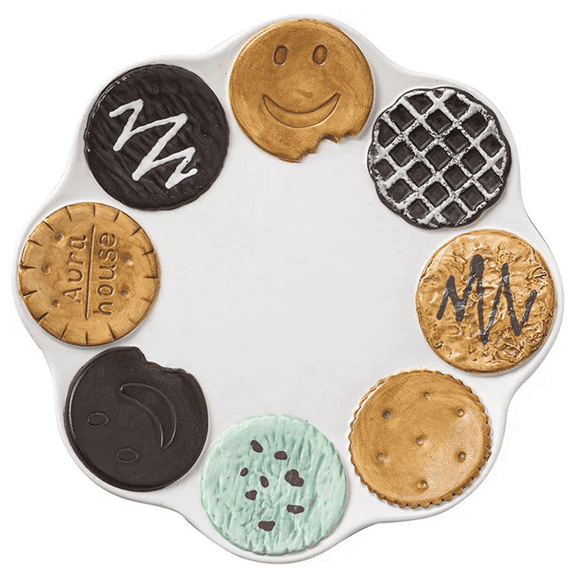 Plate Cute Ceramic Office Dessert Home Breakfast Plate,Multicolor,Colored Cookie