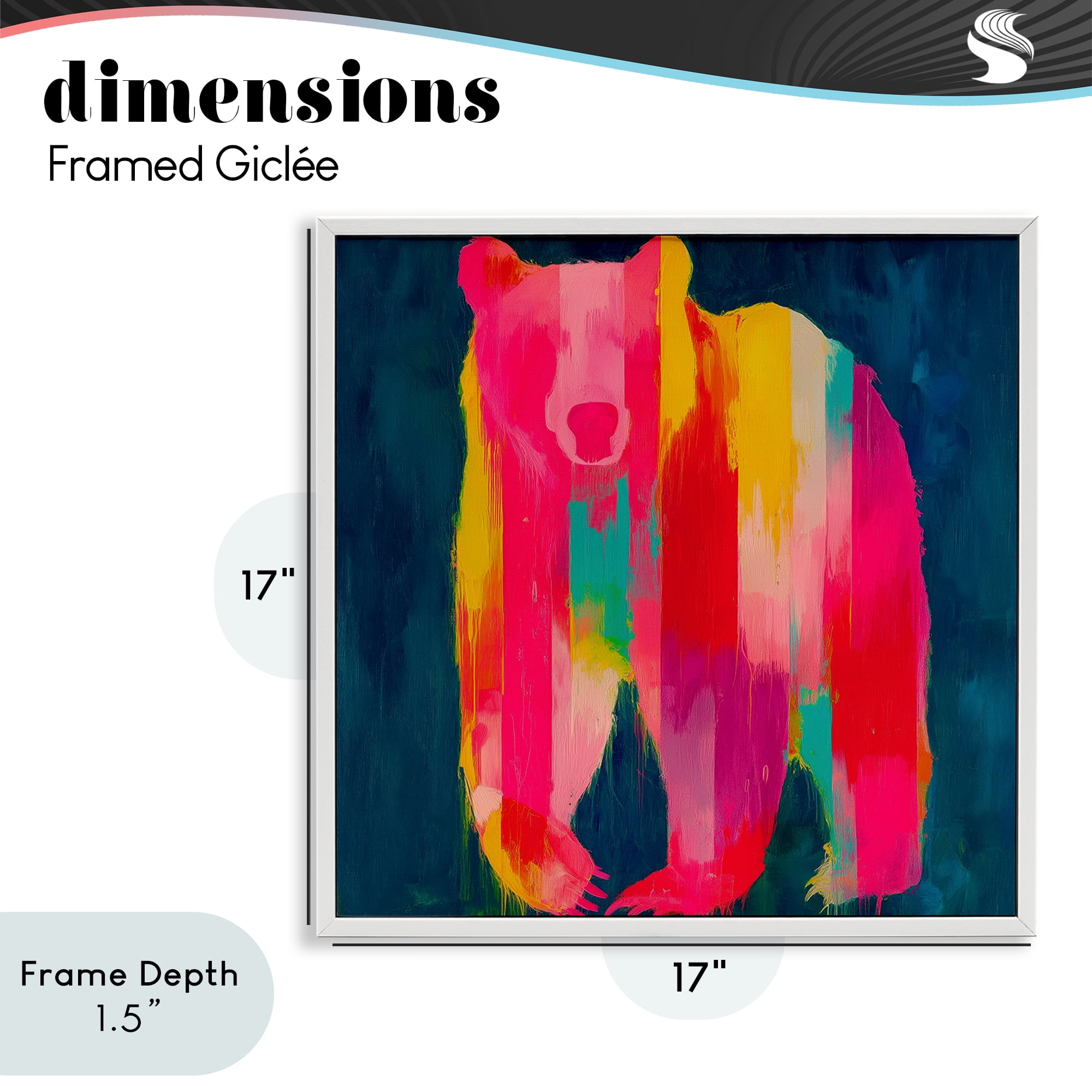 Stupell Industries Pink & Yellow Bear Standing Tall White Framed Giclee Art, design by Chromatic Storm Studio