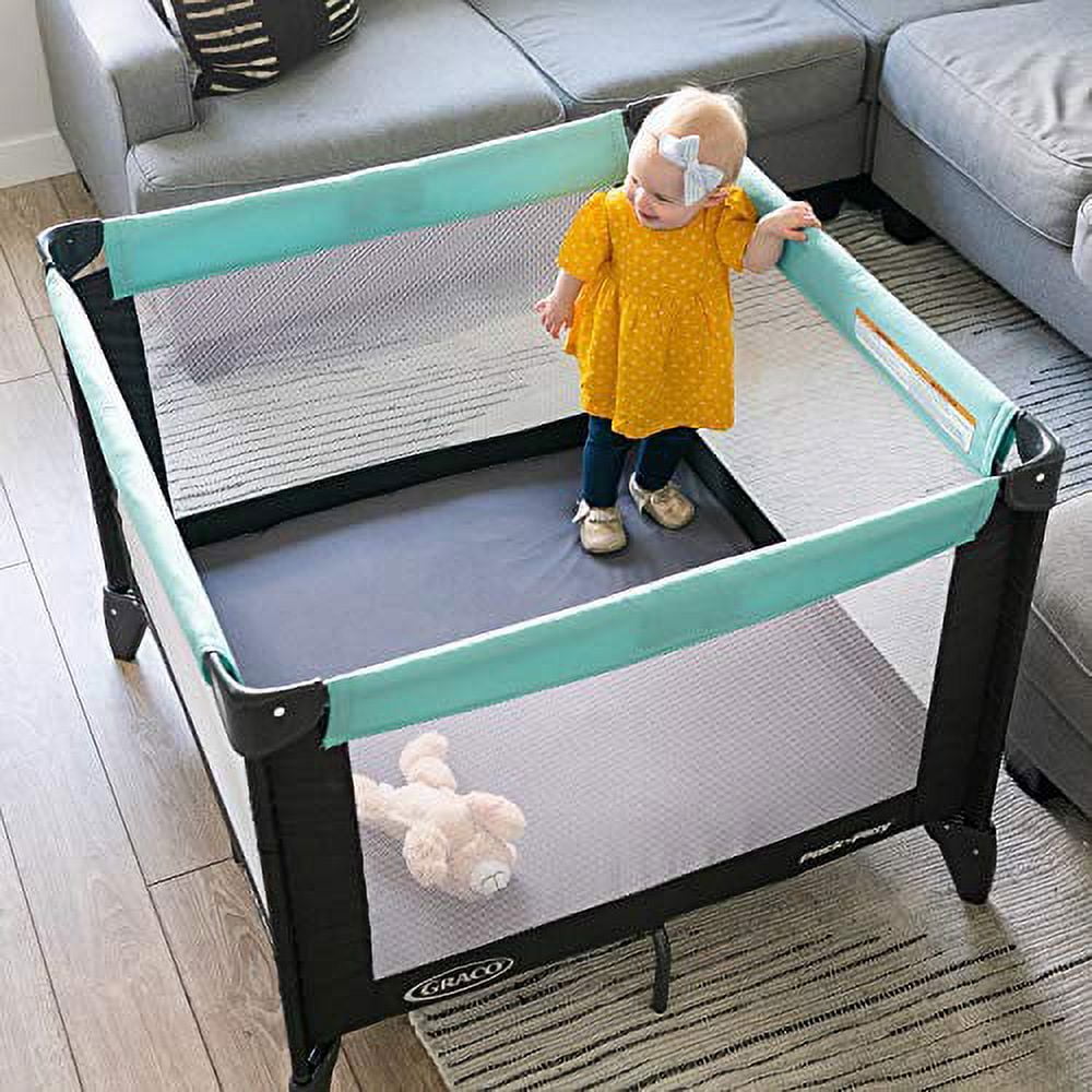 SheetWorld Fitted 100% Cotton Percale Pack N Play Sheet Fits Graco Square Play Yard 36 x 36, Grey Dot Circles