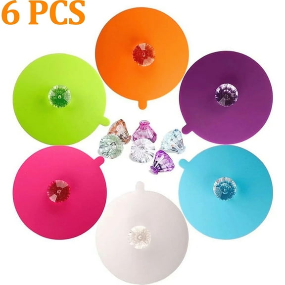 Silicone cup covers,Creative Mug Cover [Set of 6] Anti-Dust, Airtight Seal, Food Grade Silicone Hot Cup Lids