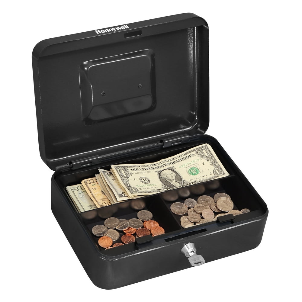Key Locking Steel Cash Box with Removable Tray