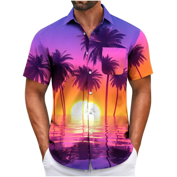 Camisas Casuales de los Hombres Festival Impreso Cuello Superior, Poliéster de Secado Rápido 3D Corte de Manga Corta para Deportes, Gimnasio, Carrera Y Uso de Verano