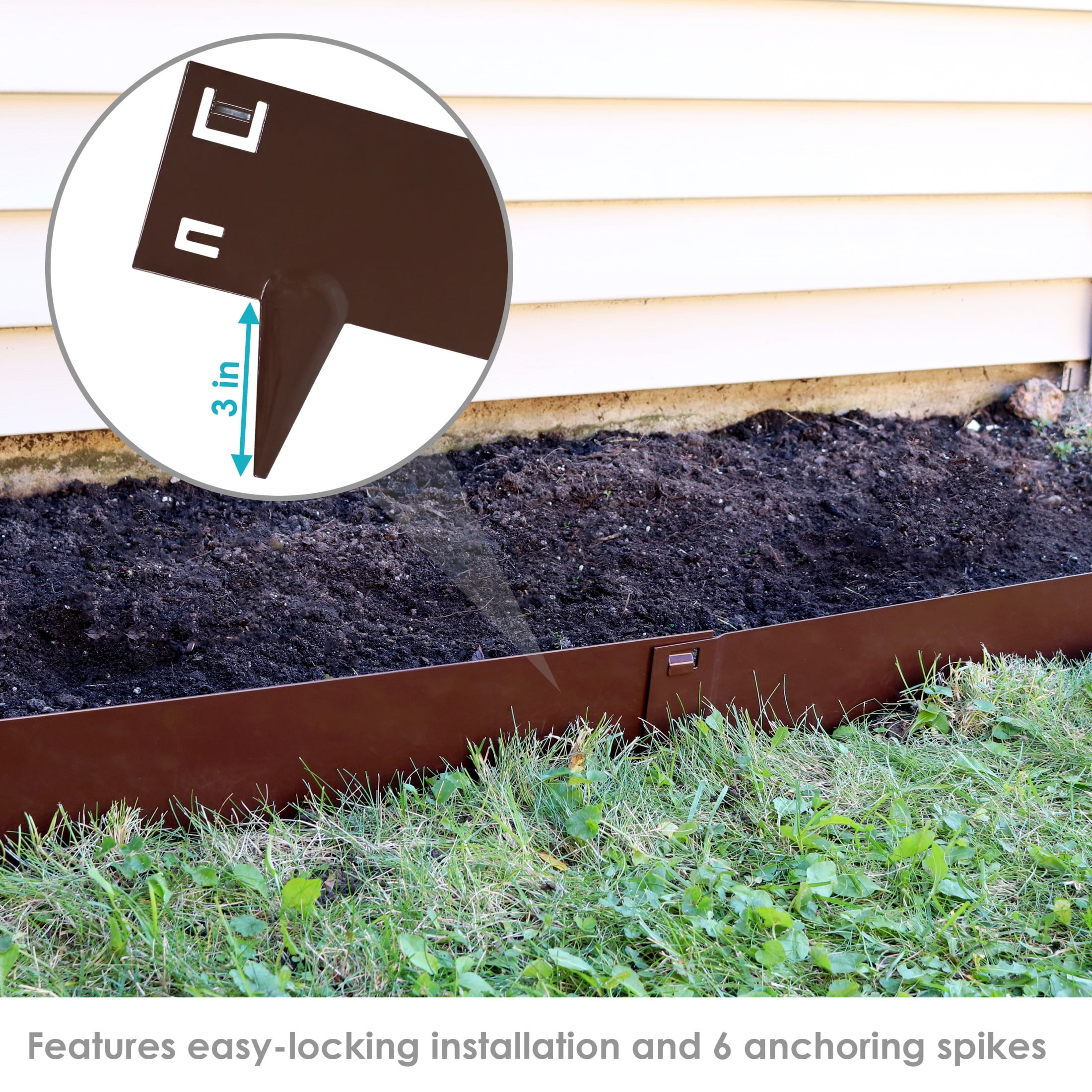 Sunnydaze 7" x 42" Brown Steel Landscape Edging Border (5 Pack)