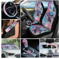thumbnail image 2 of Yuyamidu Colorful Sea Turtle Car Seat Covers Set Butterfly Auto Steering Wheel Cover Handbrake Cover Gear Shift Knob Cover Seat Belt Pads Car Shade Cup Holders Rearview Mirror Cover Key Ring 16 PCS, 2 of 7