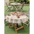 thumbnail image 3 of Outdoor Tablecloth with Umbrella Hole and Zipper, Orange Teal Fall Pumpkins Round Table Cloth 54 Inch Waterproof Tablecloth, Weeping Botanical Thanksgiving Retro Picnic Table Cover for Patio Camping, 3 of 7