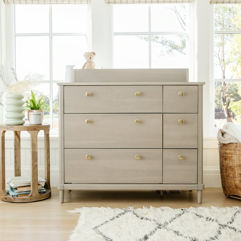 Motherly by Storkcraft Timeless 6 Drawer Dresser with Changer Topper Brushed Fog