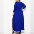 thumbnail image 3 of Efsteb Fall Fashion 2025 Plus Size Spring Dresses for Women V Neck Solid Color Formal Dress Long Sleeve Slit Cocktail Dresses (Blue,XXXXL), 3 of 3