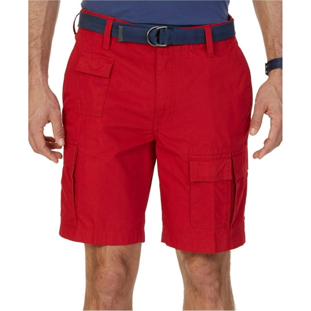 Nautica Mens Navigator Casual Cargo Shorts, Red, 36