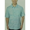 Hang Ten Men's Hawaiian Short Sleeve Button Shirt, Teal Green Palm Leaf Large