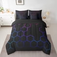 thumbnail image 2 of jejeloiu Colorful Hexagon Honeycomb 7-Piece Twin Bedding Sets,Modern Abstract Geometric Bedding Comforter Set,Multicolor Ombre Sheet Sets For Men Women,Ultra Soft Home Decor Reversible, 2 of 8