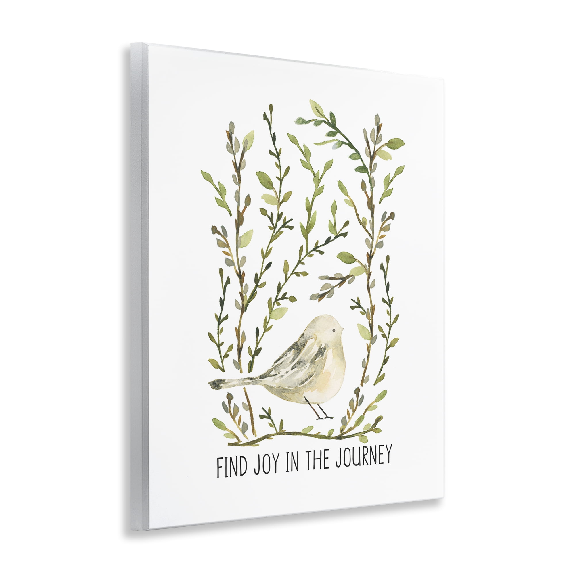 Stupell Industries Find Joy with Bird Botanical & Floral Painting Unframed Art Print Wall Art, 11 x 14