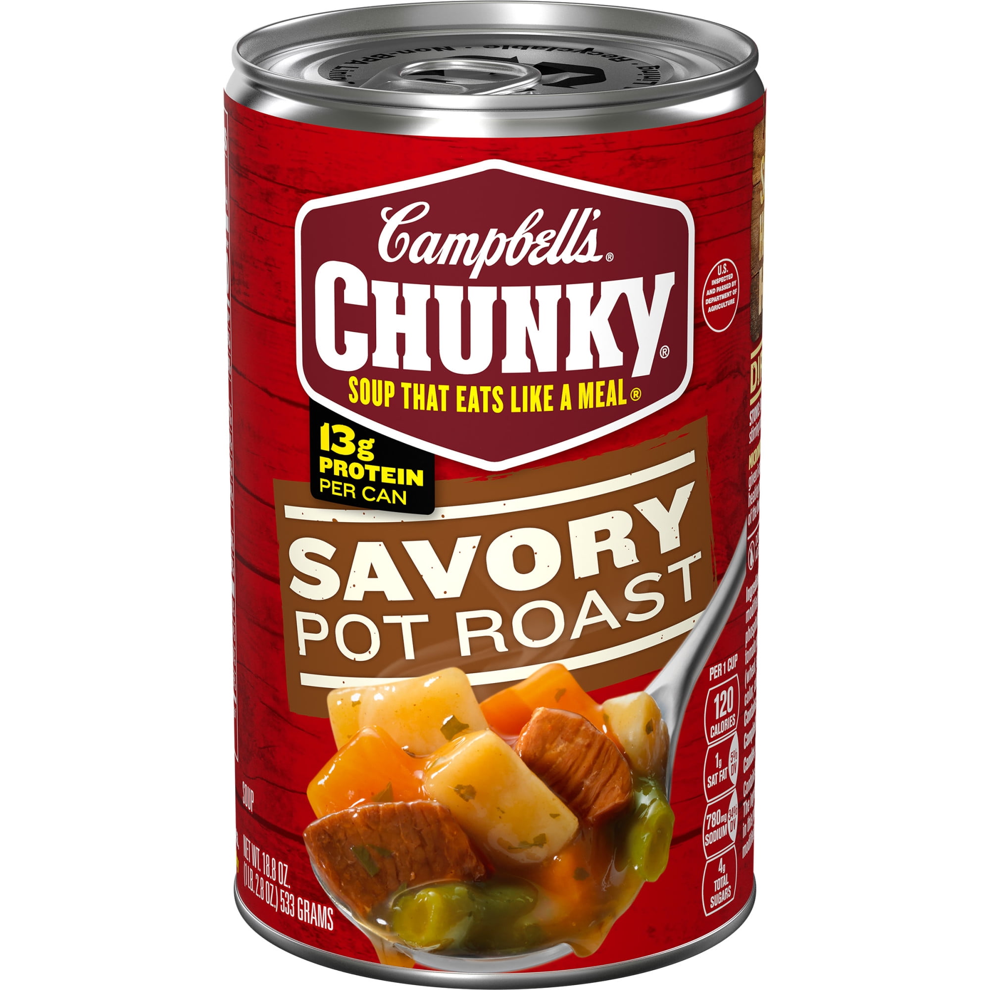 Campbell’s Chunky Soup, Ready to Serve Savory Pot Roast Soup, 18.8 Oz Can