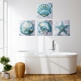 thumbnail image 2 of American Art Decor 4 Piece Teal & Gray Beach Theme Canvas Wall Decor With Hooks - Home Decor Print for Living Room, Bedroom, Bathroom, & Guest Room - (Elegant Shell, 20"x20"), 2 of 9