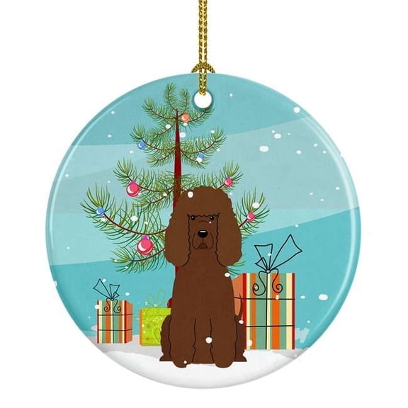 Merry Christmas Tree Irish Water Spaniel Ceramic Ornament