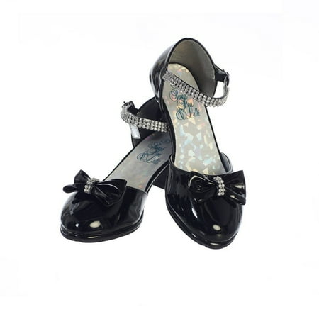 - Girls Black Patent Rhinestone Strap Bella Dress Shoes