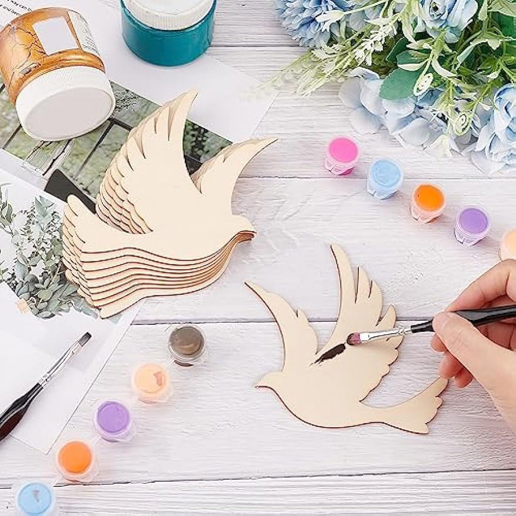 10 Piece Peace Bird Wood Slices - Natural Wood Chips For DIY Crafts, Scrapbooking, Wedding & Baby Shower Decor