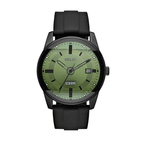 Relic Men's Everet Three-Hand Day-Date, Black Alloy Watch