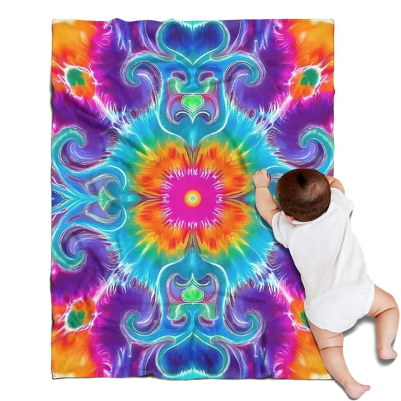 Colorful Rainbow Tie Dye Spiral Pattern Blanket,Comfortable Soft Flannel Throw Blanket,All Season,Warm Lightweight Blankets for Sofa Bed Couch Living Room Chair,30"x40"