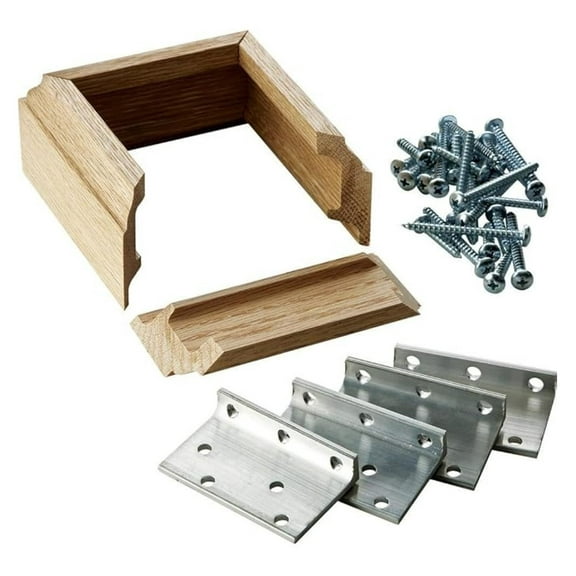 L-Bracket Post Fasteners - Oak Stair Rail & Baluster Mounting Kit - Secure Handrail & Newell Post to Stairs - Includes Trim - 3.5" Square