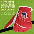 thumbnail image 3 of FINGER TEN Golf Gloves Men Right Handed Golfer 2 Pack Left Hand with Ball Marker Leather Premium Weathersof Grip Soft Mens Golf Glove, 3 of 7