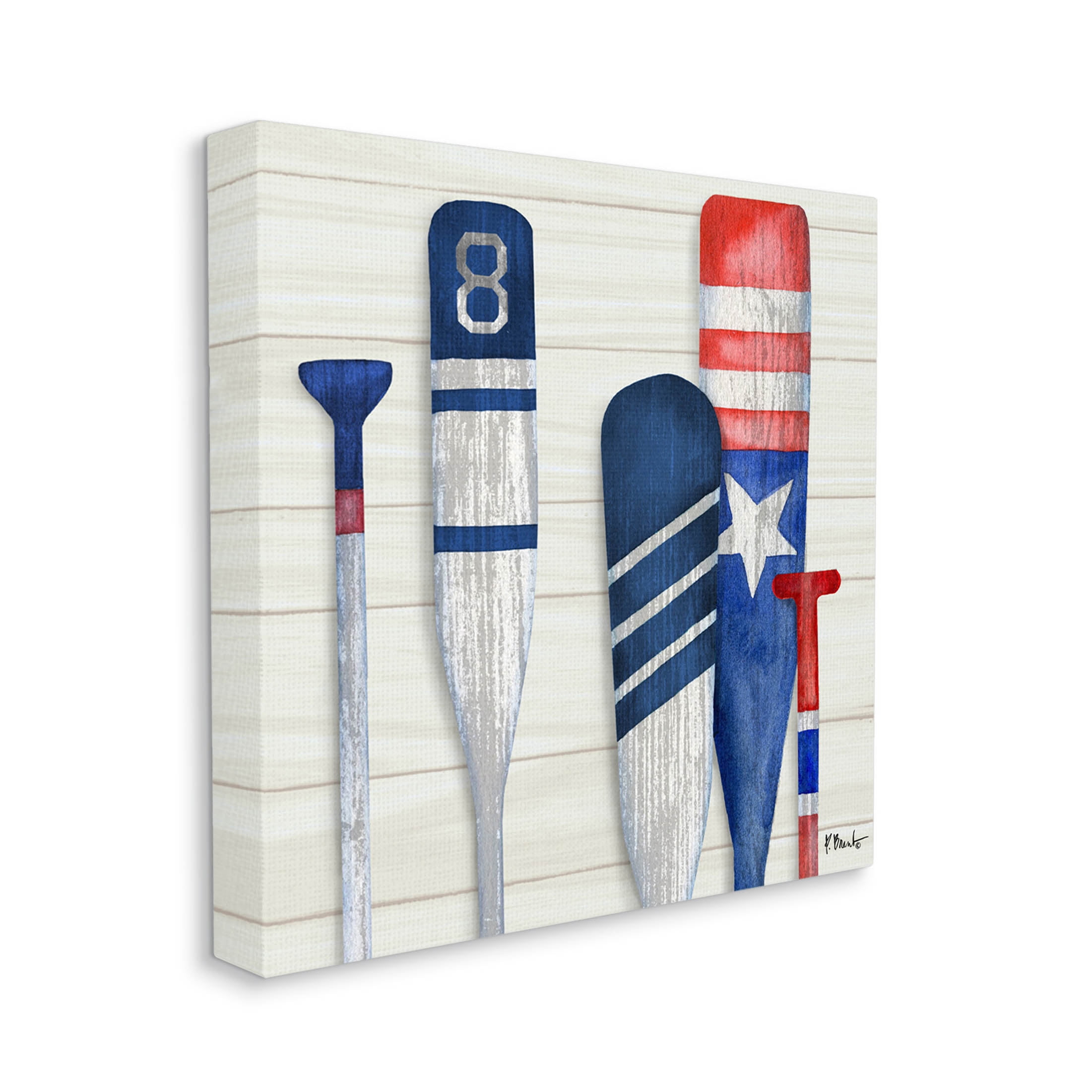 Stupell Industries Port Oars Rustic Americana Patterns Graphic Art Gallery Wrapped Canvas Print Wall Art, Design by Paul Brent