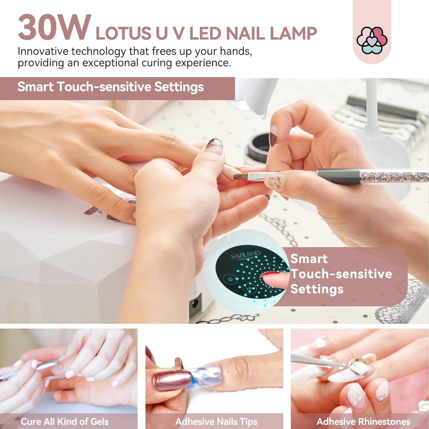 Lamp-30W Gel X Lamp Mini Cordless Nail Lamp for Gel Nail Polish 27W U V Light for Gel Nails: Smart Sensor U V Gel X Lamp 10s Flash Cure Intellisense Gooseneck U V