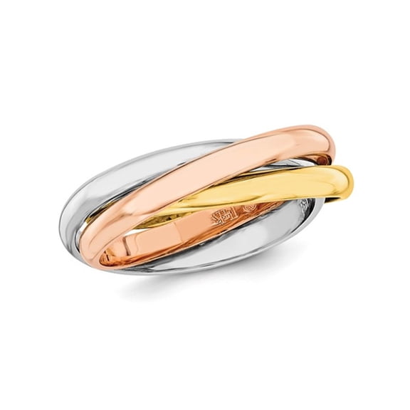 Gem & Harmony Ladies Tri-Color Yellow, Pink and White Interlocking 14K Gold Ring for Women