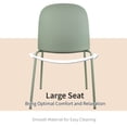 thumbnail image 3 of Set of 2 Stackable Dining Chairs, Blue Plastic Curved Back, Padded Faux Leather Seat, Chrome Metal Legs, Armless Side Chairs for Kitchen, Dining Room, Patio, Restaurant, Indoor/Outdoor Use, Green, 3 of 18