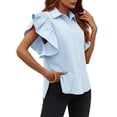 thumbnail image 2 of Women Summer Ruffled Button Down Shirt Short Sleeve, 2 of 3