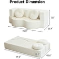 thumbnail image 2 of 2-in-1 Convertible Folding Sofa Bed, Sleeper Sofa with Pillow, Teddy Fabric High-Density Foam Floor Mattress Sleeper for Living Room, Guest Use, Office, Apartment, No Assembly Required (Beige), 2 of 6