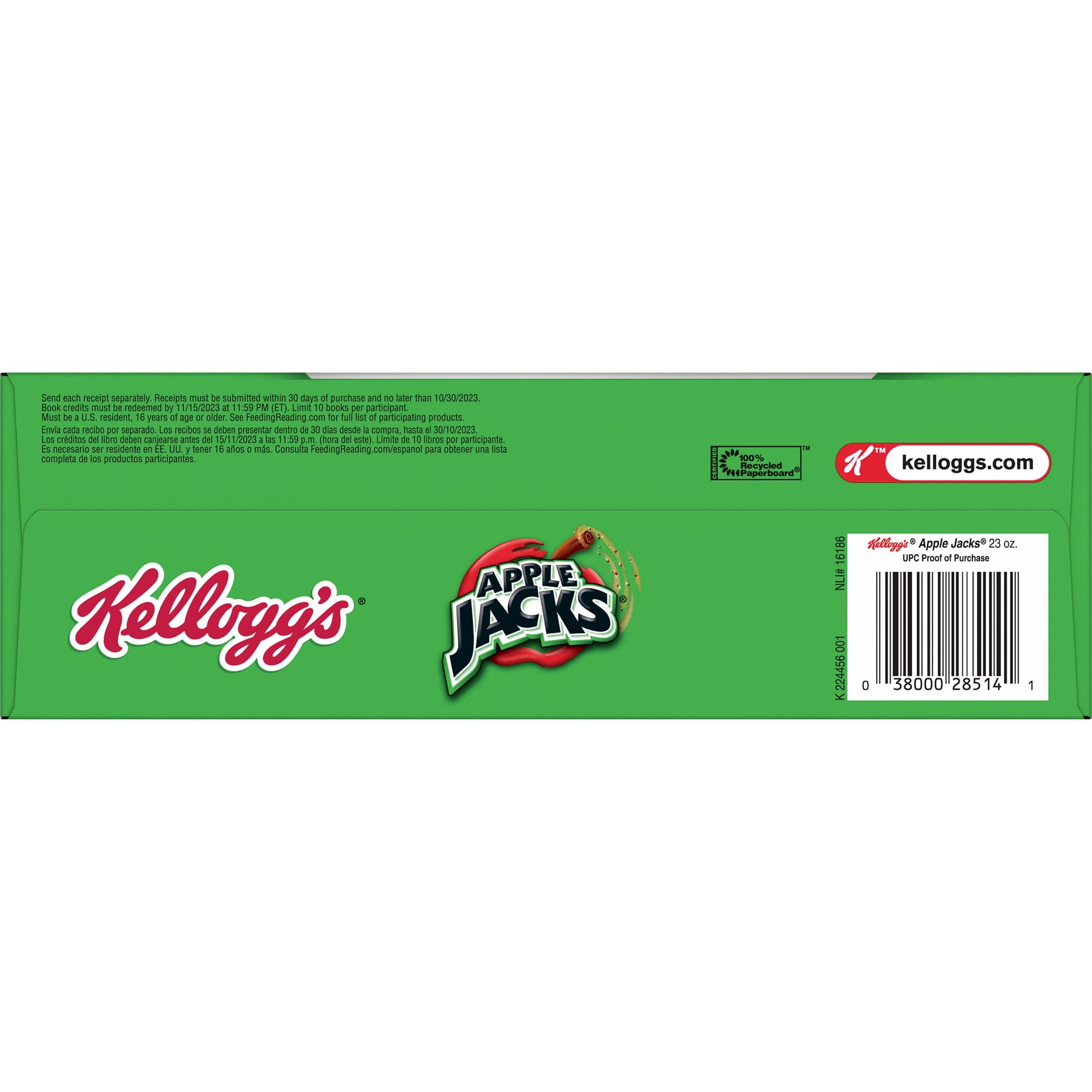 Kellogg's Apple Jacks Cold Breakfast Cereal, Kids Cereal, Family Breakfast, Family Size, Original, 23oz Box (1 Box)