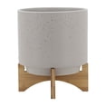 thumbnail image 3 of 10" PLANTER W/ WOOD STAND, MATTE BEIGE 06876, 3 of 9