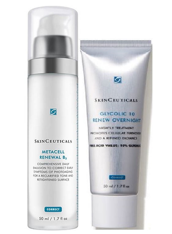 SkinCeuticals Glow AM/PM REGIMEN Metacell Renewal B3 1.7oz, Glycolic 10