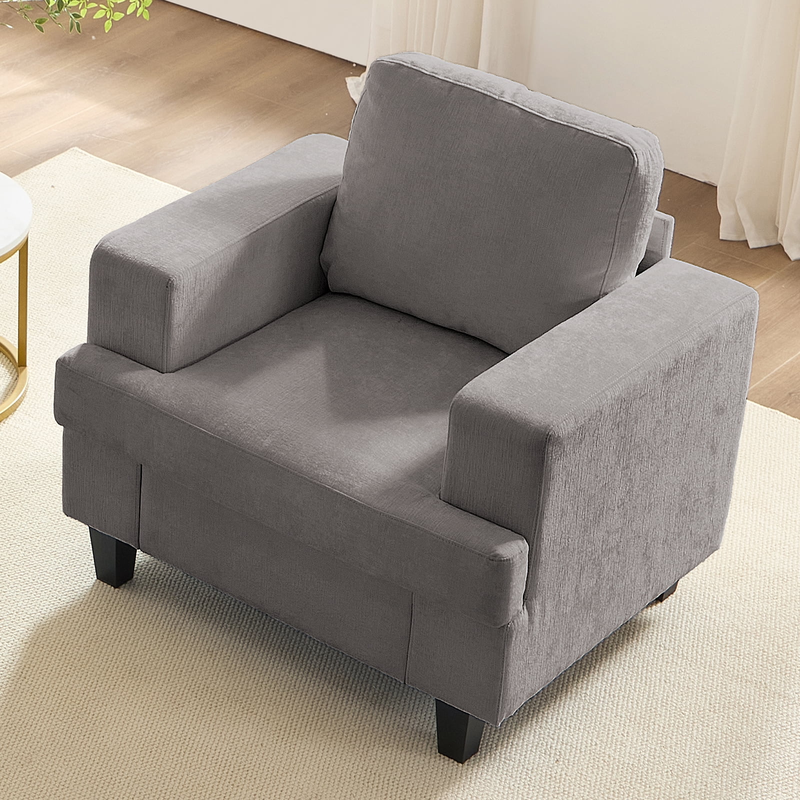 Puremind 3 Piece Living Room Furniture Sets, Sofa and Loveseat Set with Armchair, Chenille Sectional Couches and Sofas Sets for Apartment/Small Spaces, Light Gray