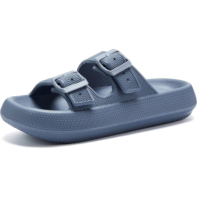 Slides for Women Men Pillow Slippers Double Buckle Adjustable Sandals EVA Recovery Slides