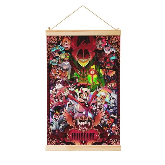 Hazbin Hotel Poster Wall Art Wooden Shaft Hanging Banner Decor Scroll Painting For Home Office 20"X30"