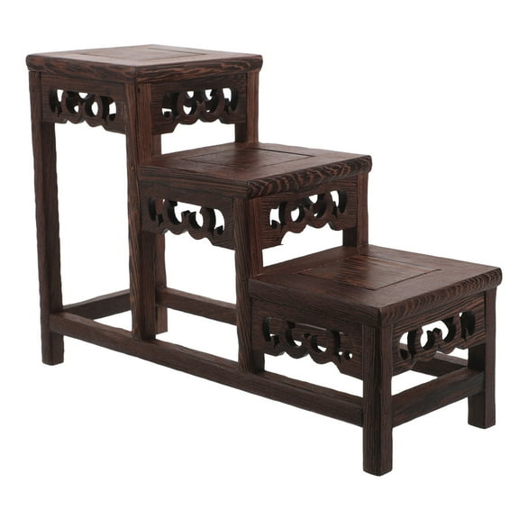 FRCOLOR Wood Display Shelf Tiered Display Stand Riser Shelf Rustic Display Rack For Retail Countertop Craft Jewelry Display