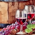 thumbnail image 6 of Wine Theme Round Tablecloth, Fitted Table Cover with Elastic Barrel Purple Grapes Kraft Paper Table Cloth Outdoor Dinning Party Waterproof, 6 of 8