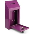 thumbnail image 2 of Metal Donation Box Charity Steel Collection Box Office Suggestion Box Secure Box With Top Slot and Lock with Keys Wall Mount with pre drilled holes 10x6x2.5" Key Drop Box for Home OfficePurple, 2 of 3