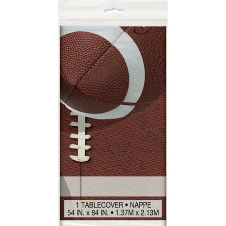 Football Party Table - Plastic Football Table Cover, 84