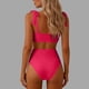 thumbnail image 5 of Trajes de baño para mujer, traje de baño de bikini de tirantes sin espalda de color liso para mujer, conjunto de bikini con bloques de color y hombros descubiertos, trajes de baño para mujer, trajes d, 5 of 5