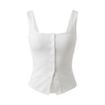 thumbnail image 3 of Smsaxvxz Tank Tops for Women Summer Fashion Square Neck Sleeveless Casual Solid Sexy Slim Blouse Tops White L, 3 of 6