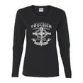 thumbnail image 2 of Wild Bobby, My Savior Is Tougher Than Nails Revelation 1:18, Inspirational Christian, Women Graphic Long Sleeve Tee, Black, Small, 2 of 5
