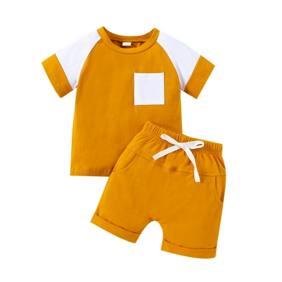 Sngxgn Toddler Baby Boy Clothes Long Sleeve Tops Pants Sweatsuit Outfits(Yellow,80)