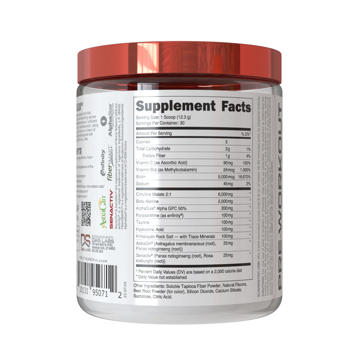 Bucked Up Babe Pre-Workout Powder, Fruit Punch, 30 Servings