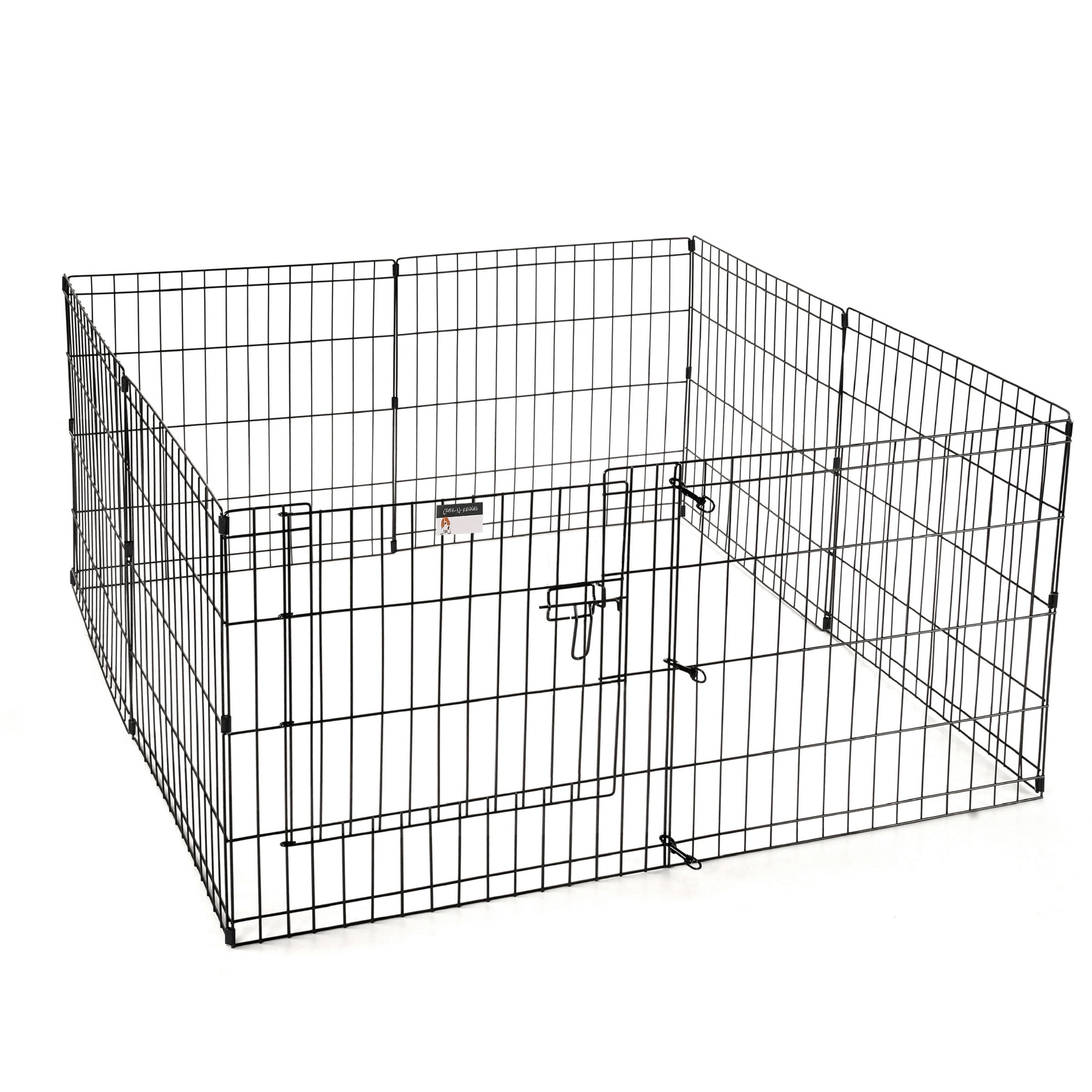 Puppy Playpen – Foldable Metal Exercise Enclosure – Eight 24x24-Inch Panels – Indoor/Outdoor Pen with Gate for Dogs, Cats or Small Animals by Petmaker