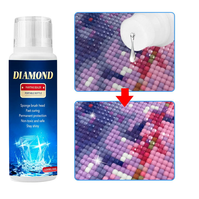 Diamond Art Painting Sealer 1 Pack 120ml 5D Diamond Art Painting Art Glue with Sponge Head Fast Drying Prevent Falling Off, White